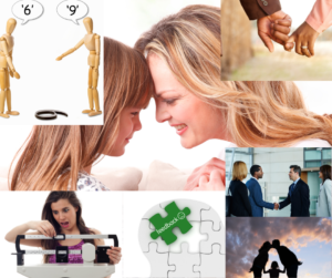 A group of pictures depicting help from relationships, getting insight, feedback, and perspective.